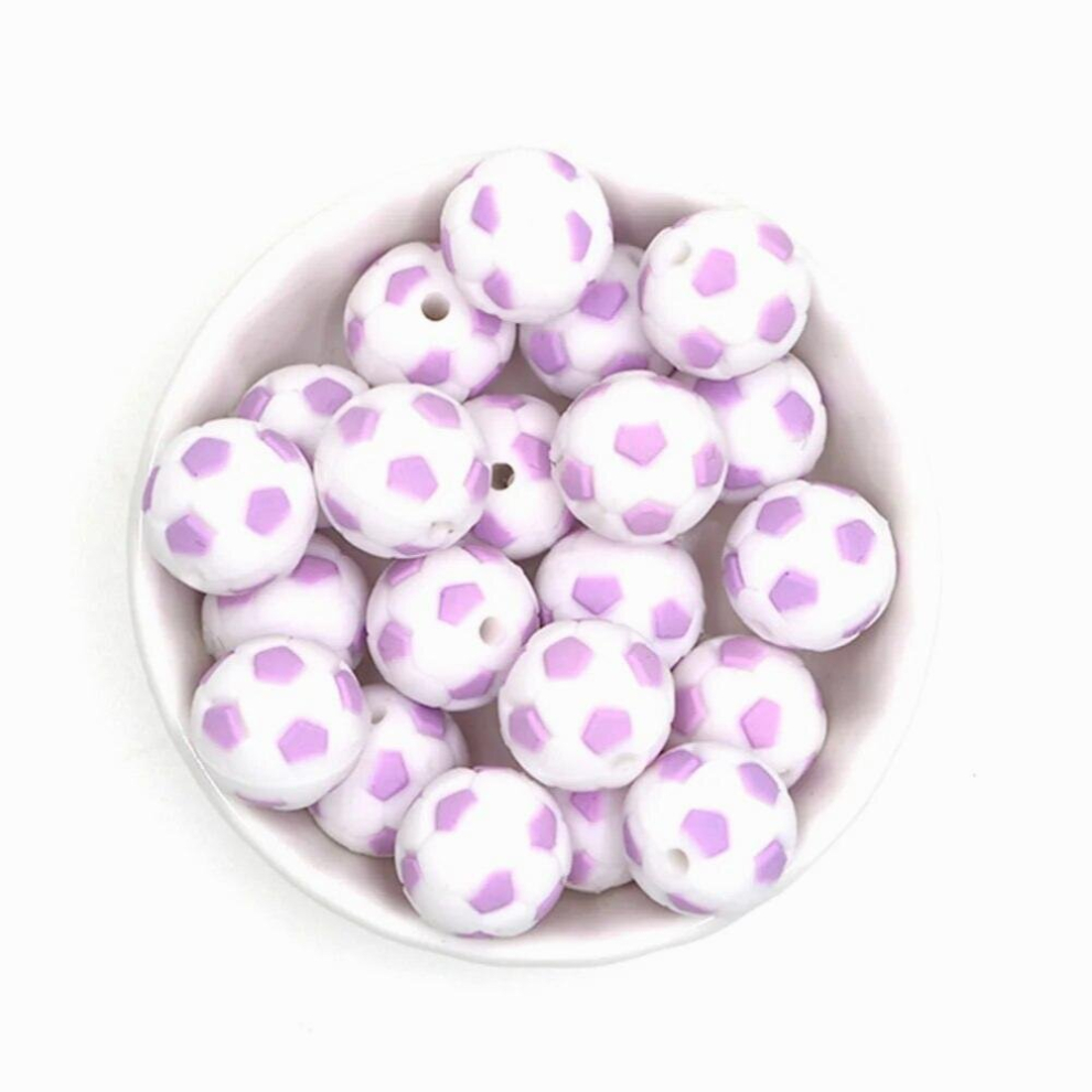 10Pcs Food 15MM Football Silicone Beads Soccer BPA For Pacifier Clips DIY Teething Toys Silicone Bead