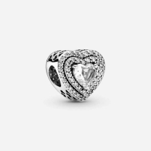 Sparkling Leveled Hearts Charm Fit Bracelet & Bangle Charm Pendant Jewelry Berloque