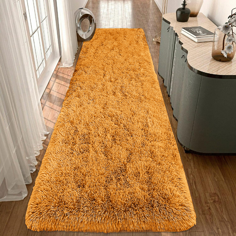 (80cm x 150cm (2ft 6" x 5ft), Yellow Shaggy Rugs) Fluffy Rug Non-Slip Shaggy Rugs Living Room Carpet