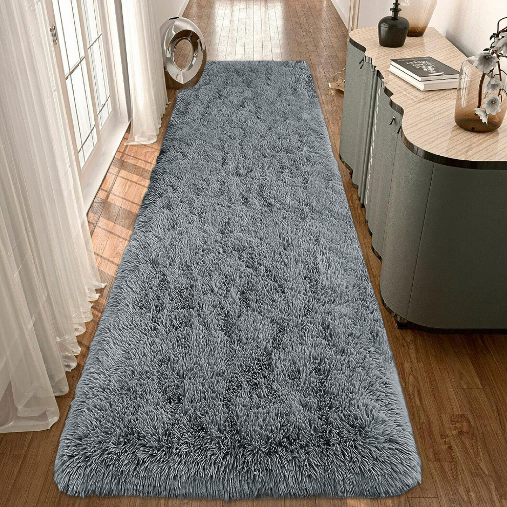 (80cm x 150cm (2ft 6" x 5ft), Grey Shaggy Rugs) Fluffy Rug Non-Slip Shaggy Rugs Living Room Carpet