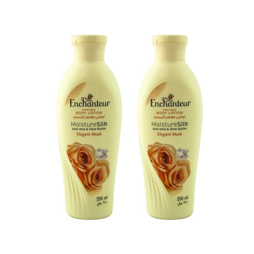 Enchanteur Nourishing  Moisture Silk Elegant Musk Perfumed Body Lotion White For All Skin Types 250ml Pack of 2