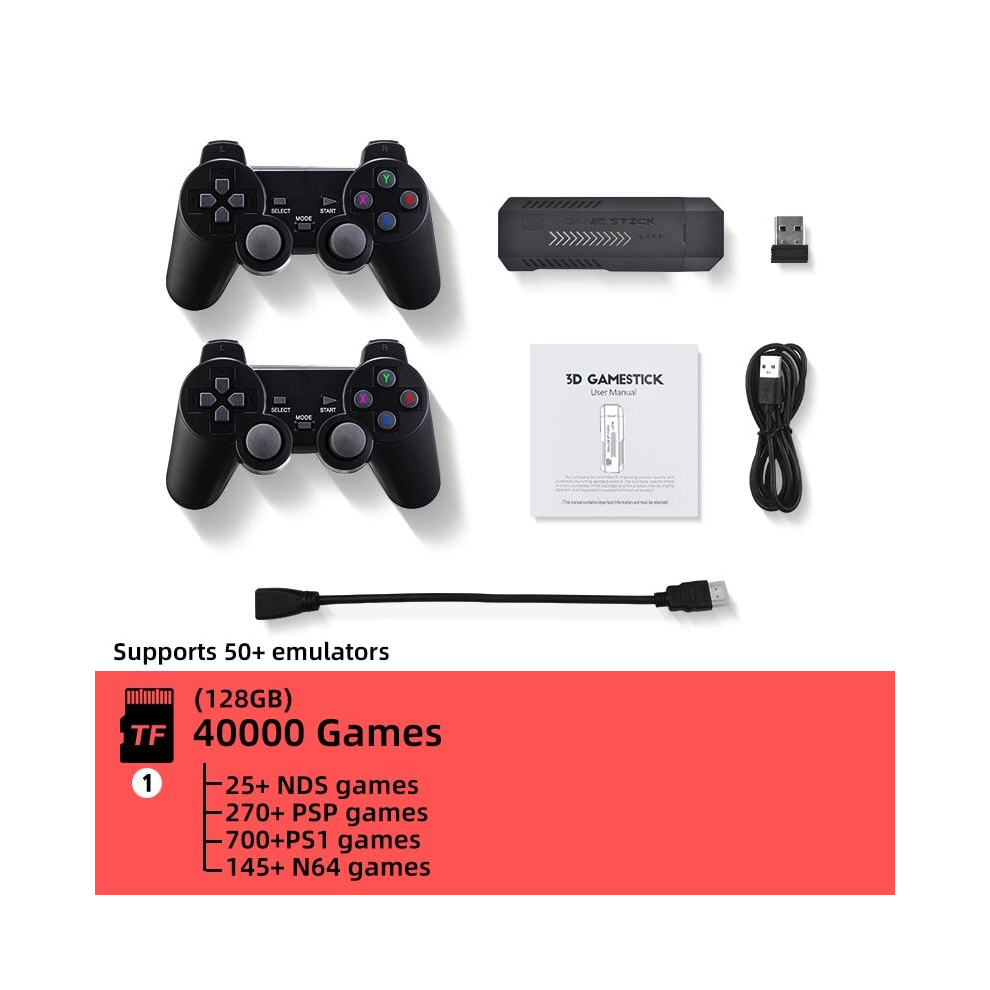 Gd10 Pro 128Gb 40000+ Games Retro Game Stick 4K Hd Tv Wireless Controller For Psp Ps1 N64 Video Game Console 50+Emulator 9066857216606