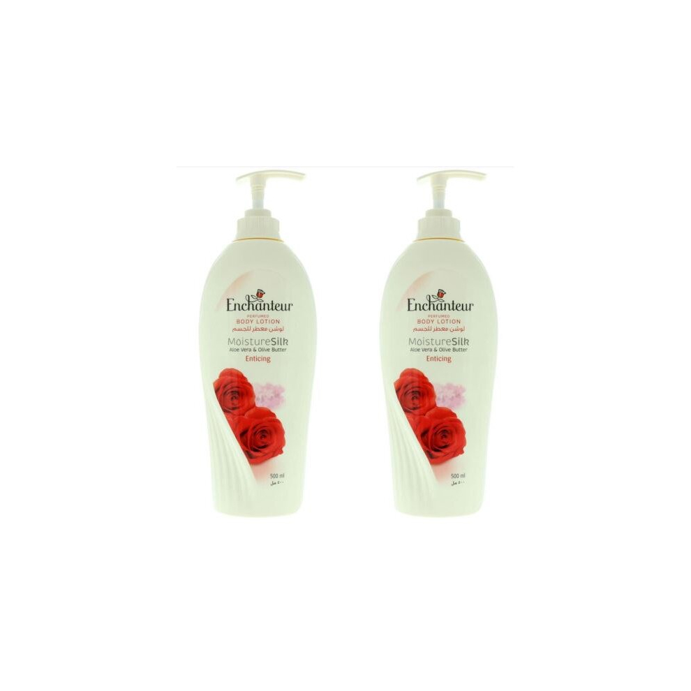Enchanteur Moisture Nourishing Silk Enticing Perfumed Body Lotion For All Skin Types  500ml Pack of 2