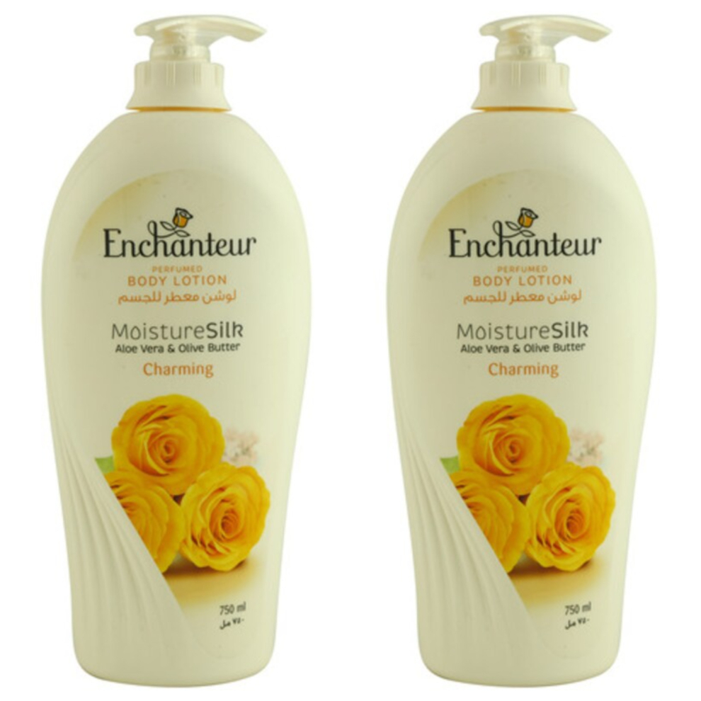 Enchanteur Moisture hydrating Silk Charming Perfumed Body Lotion For All Skin Types  750ml Pack of 2