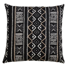 20 in. Mud Cloth Throw Poly Filled Pillow, Black