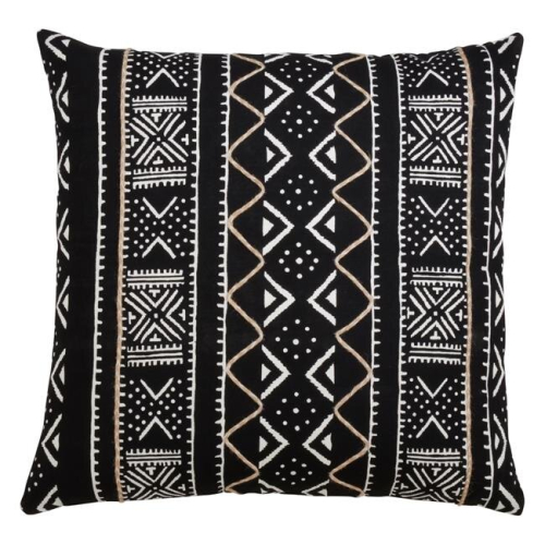 20 in. Mud Cloth Throw Poly Filled Pillow, Black