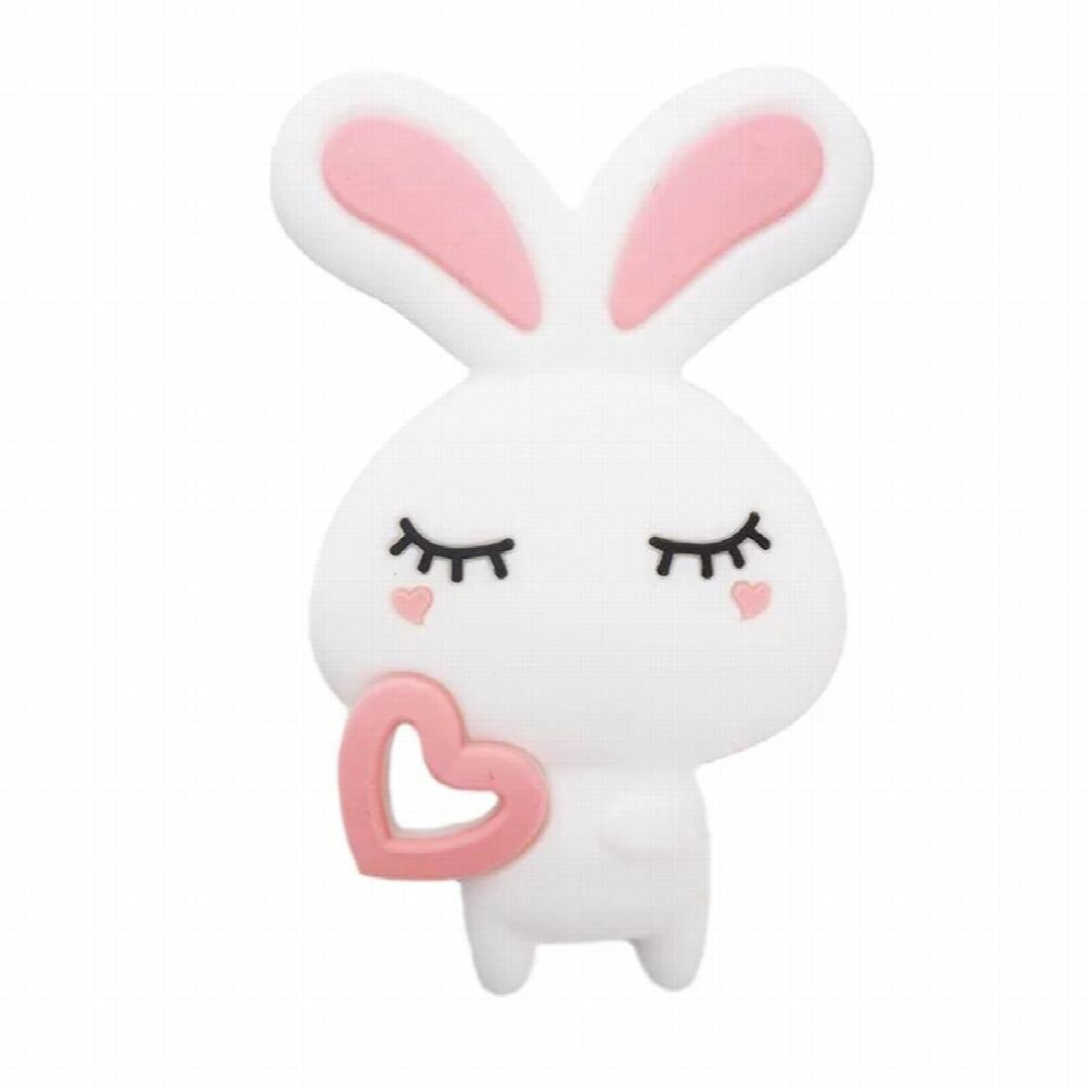 Chenkai 10PCS Silicone Rabbit Teether Baby Animal Teether For DIY Baby Nursing Chewing Teether Chain Pendant Necklace Toy