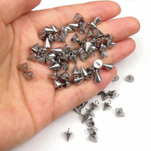 20 pcs Stainless Steel Pointed Cone Geometry Material Earring Necklace Pendant Accessories Jewelry Making Components Many Style