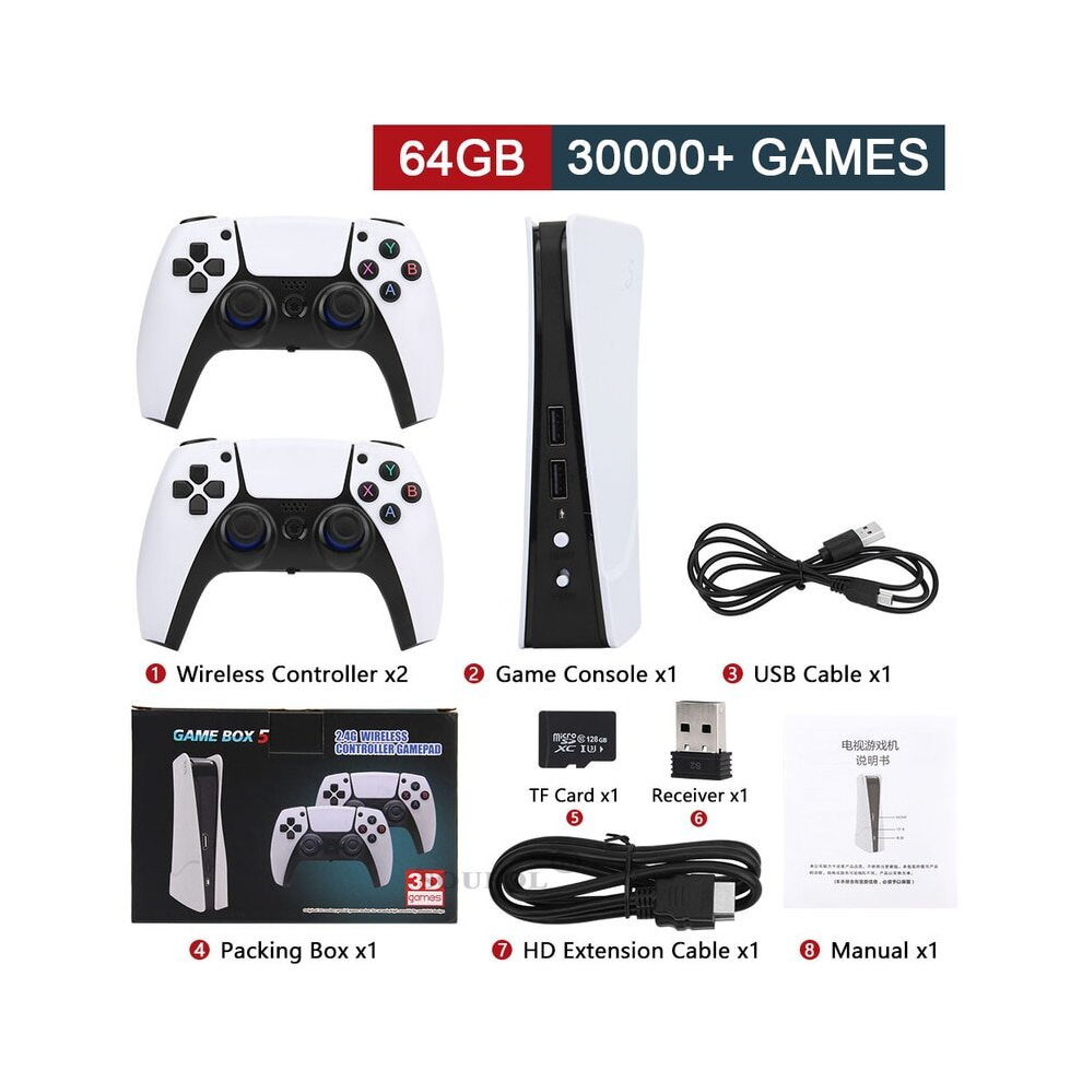 New Gb5 Video Game Console 64Gb/128Gb 40000 Free Games Hd Tv Game Box 5 Two Gamepads For Ps1/Psp/Mame Arcade Gaming Stick 9066857216378