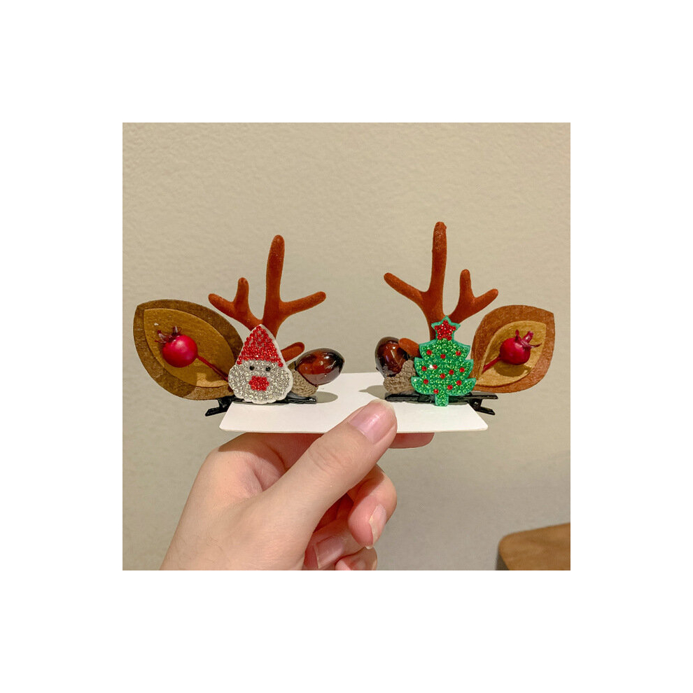 (Hairpin 1385-2) Christmas Hairpin Jewelry Antler 2022 New Side Barrettes Party Cartoon Funny Children's Clip Wholesale Size fits all-image-OPC-PCSSNJF-NEW