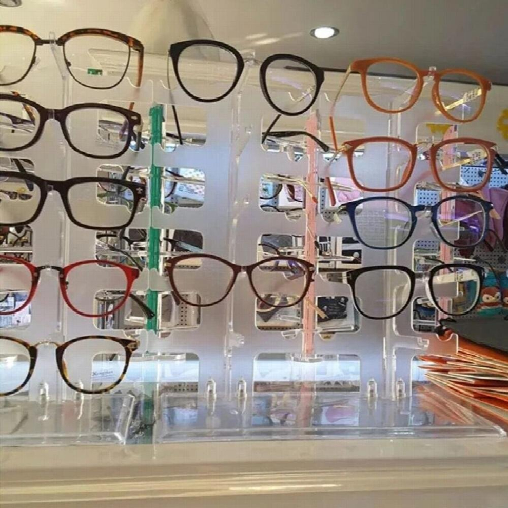 Two Row Sunglasses Rack 10 Pairs Glasses Holder Display Stand Transparent