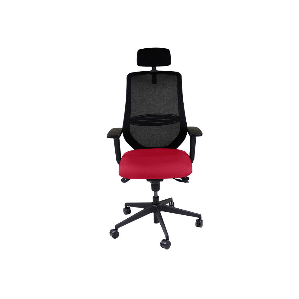 The Office Crowd: Scudo Task Chair with Red Fabric Seat with Headrest - Refurbished-image-OPC-PCSSQ8Z-NEW
