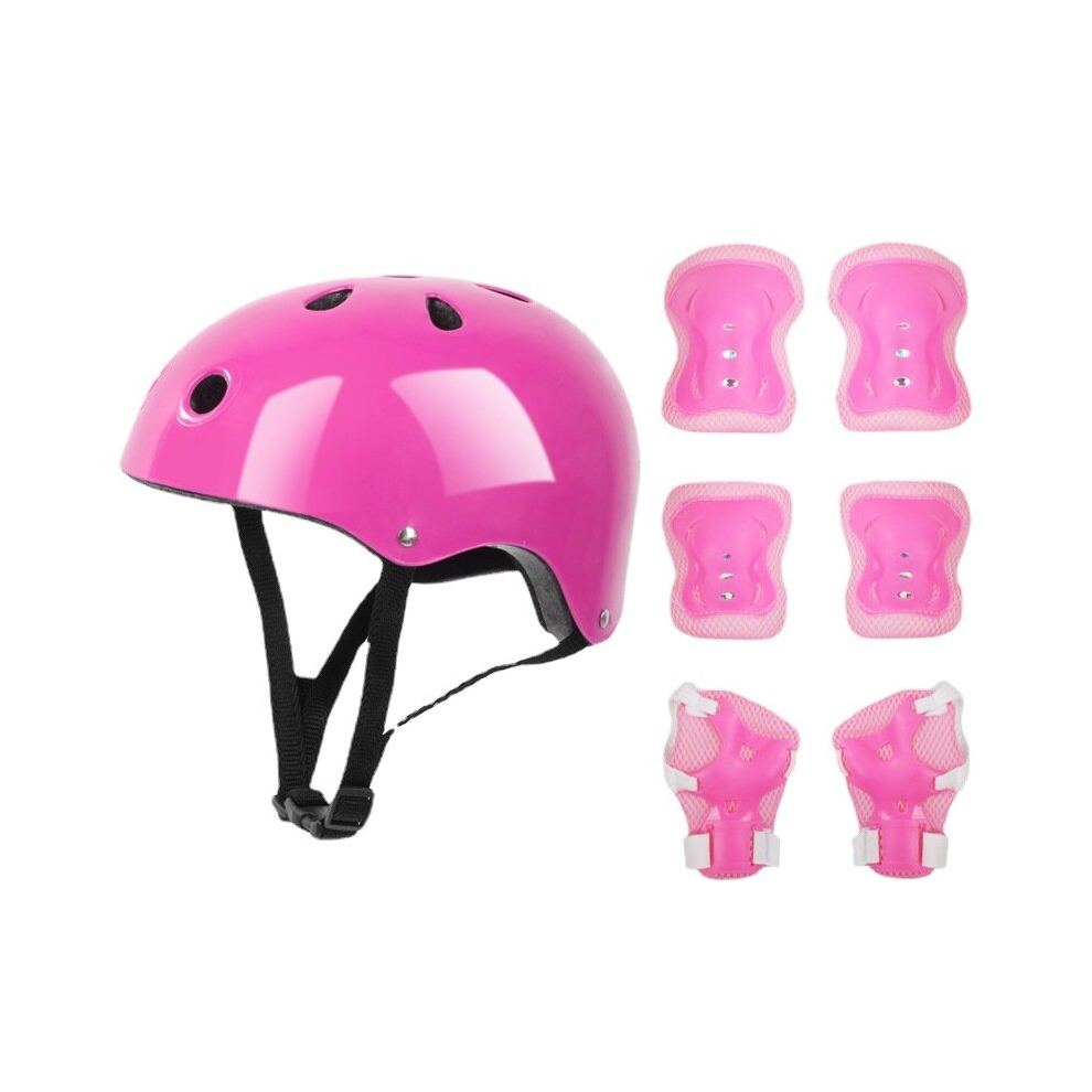 (pink) 7 PCS Kids Skate Protective Gear Set  Helmet Elbow Wrist Knee Pad