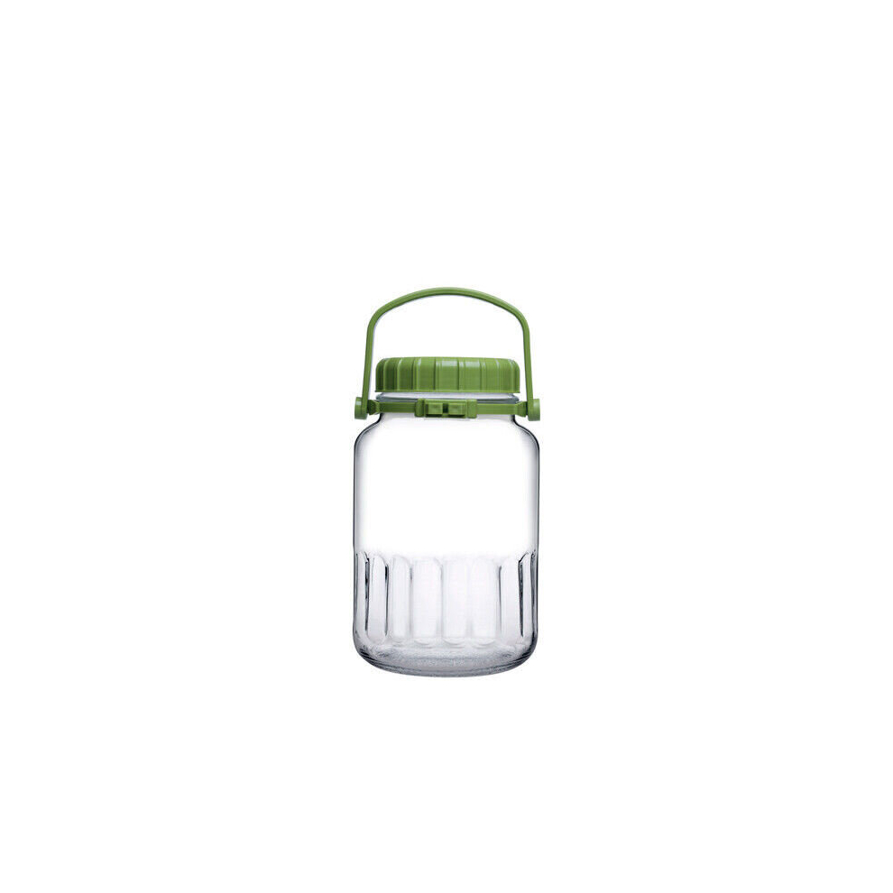 Queensway Home & Dinning (2, 2Ltr) Pasabahce Clear Glass Food Jar Preserve Airtight Container Storage Lid Green