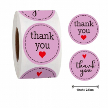 500Pcs/Roll 2.5CM Seal Thank You Sticker Flower Crafts Stationery Supplies Decoration Jewelry Wedding Packaging Label