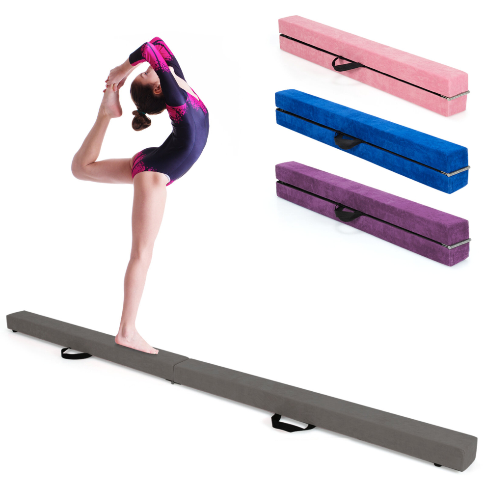 7FT Folding Gymnastic Beam Portable Floor Balance Beam w/ Carrying Handles