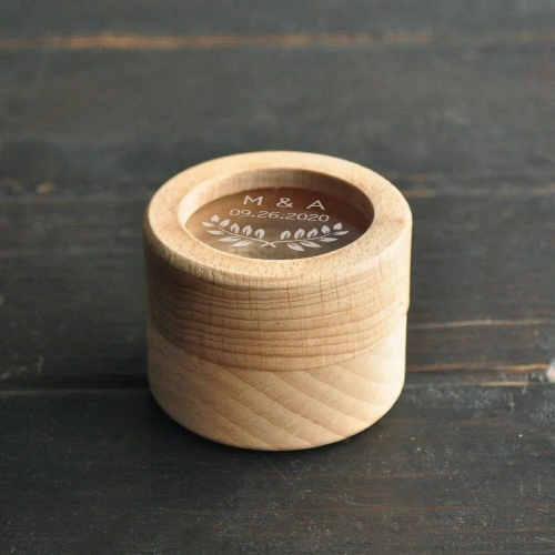 Ring Bearer Box, Personalized Wedding Ring Box, Wooden Ring Holder Box, Rustic Wedding Initials & Date 2