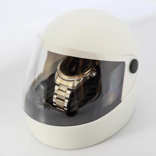 Creative Motorcycle Helmet Shape Pu Leather Cuff Plastic Single Watch Storage Display Box Organizer 2