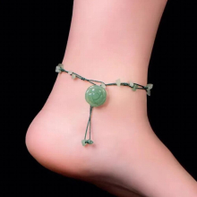 Dongling Stone Natural Crystal Anklets Caved Flowers Manual Weave Anklet Chain Women Girl Anklet Style Jewelry