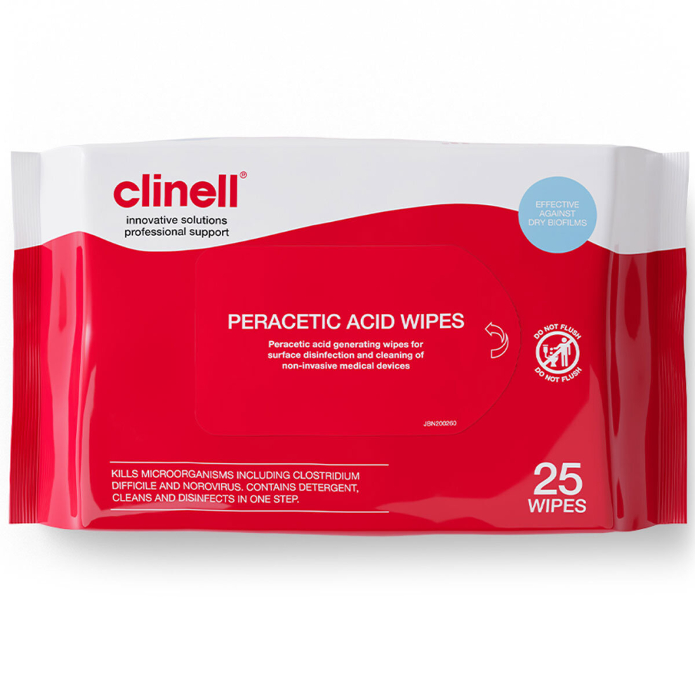 Clinell Peracetic Acid Wipes - 1 Pack of 25