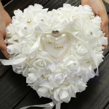 1Pcs Heart-shape Rose Flowers Ring Box Romantic Wedding Jewelry Case Ring Bearer Pillow Cushion Holder Gift
