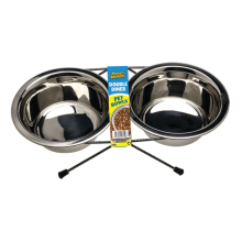 Munch & Crunch Double Diner Pet Bowls Raised Stand Metal Food & Water