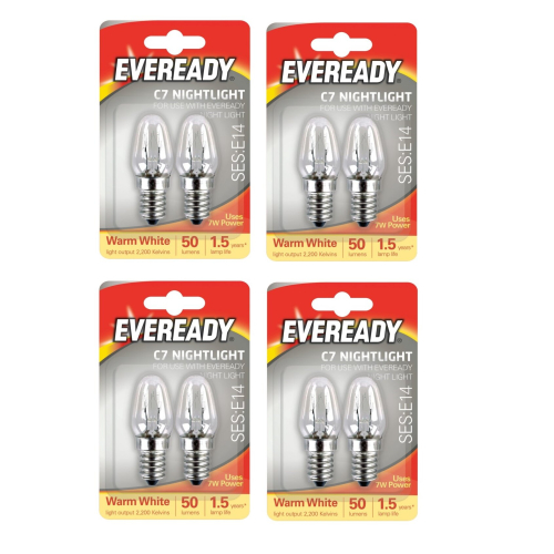 Eveready 8x E14 Replacement Night Light Bulbs 7W E14 Screw Cap Small Warm White