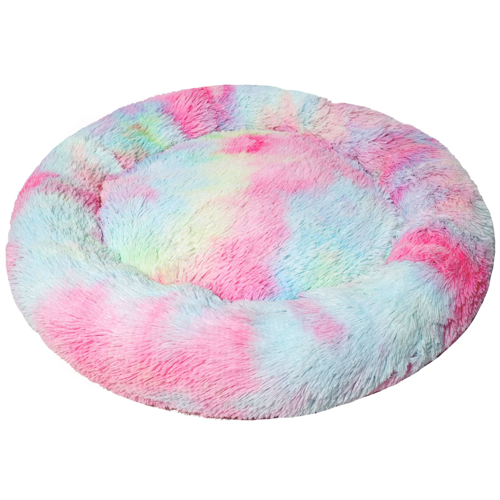 (Large) Easipet Fluffy Pet Bed Donut Rainbow