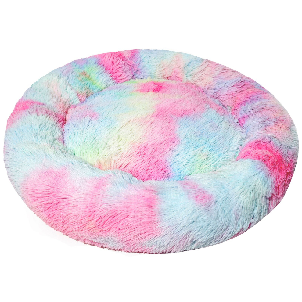 (XL) Easipet Fluffy Pet Bed Donut Rainbow