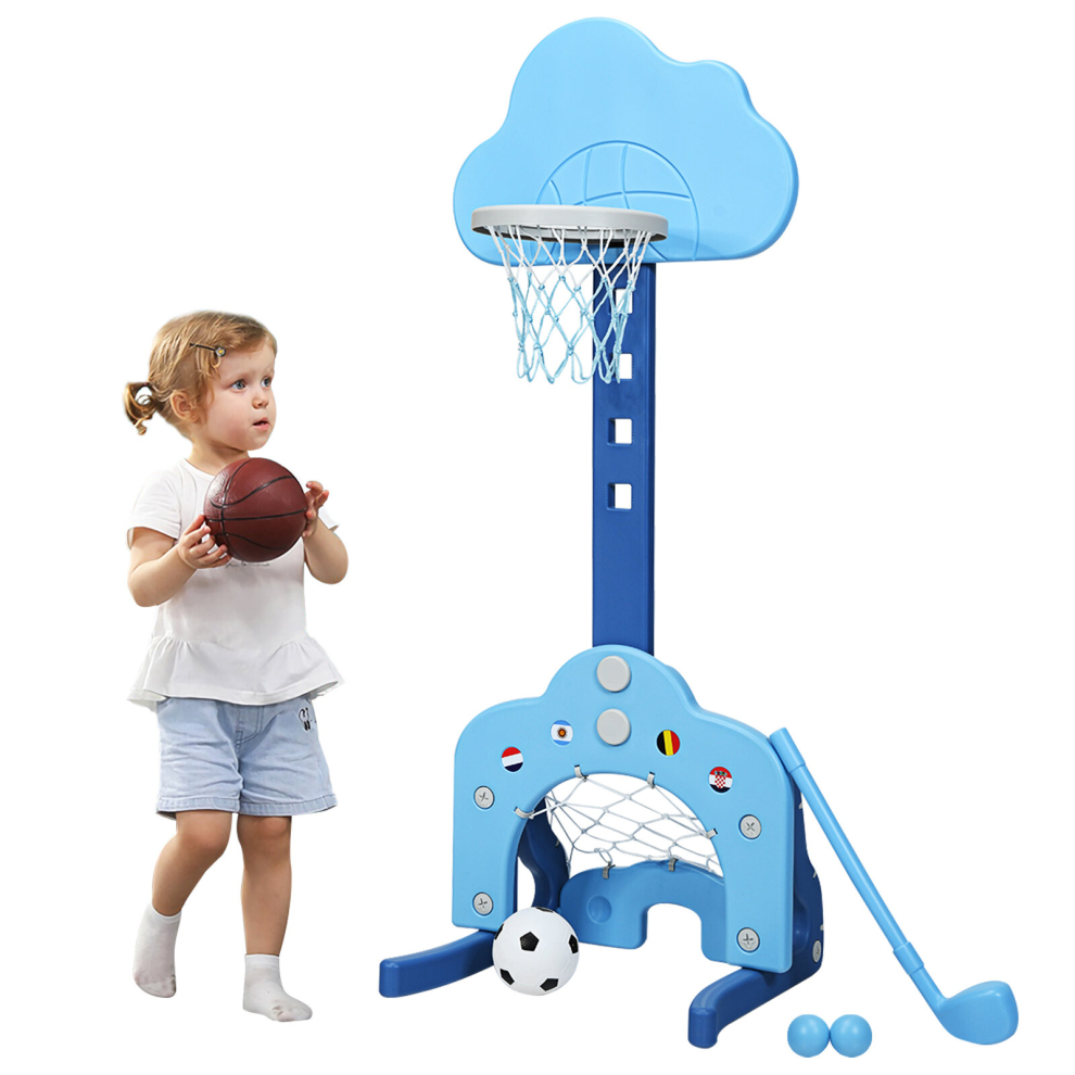 Kids Basketball Hoop Set Sports Activity Center w/ Basketball Soccer Ball