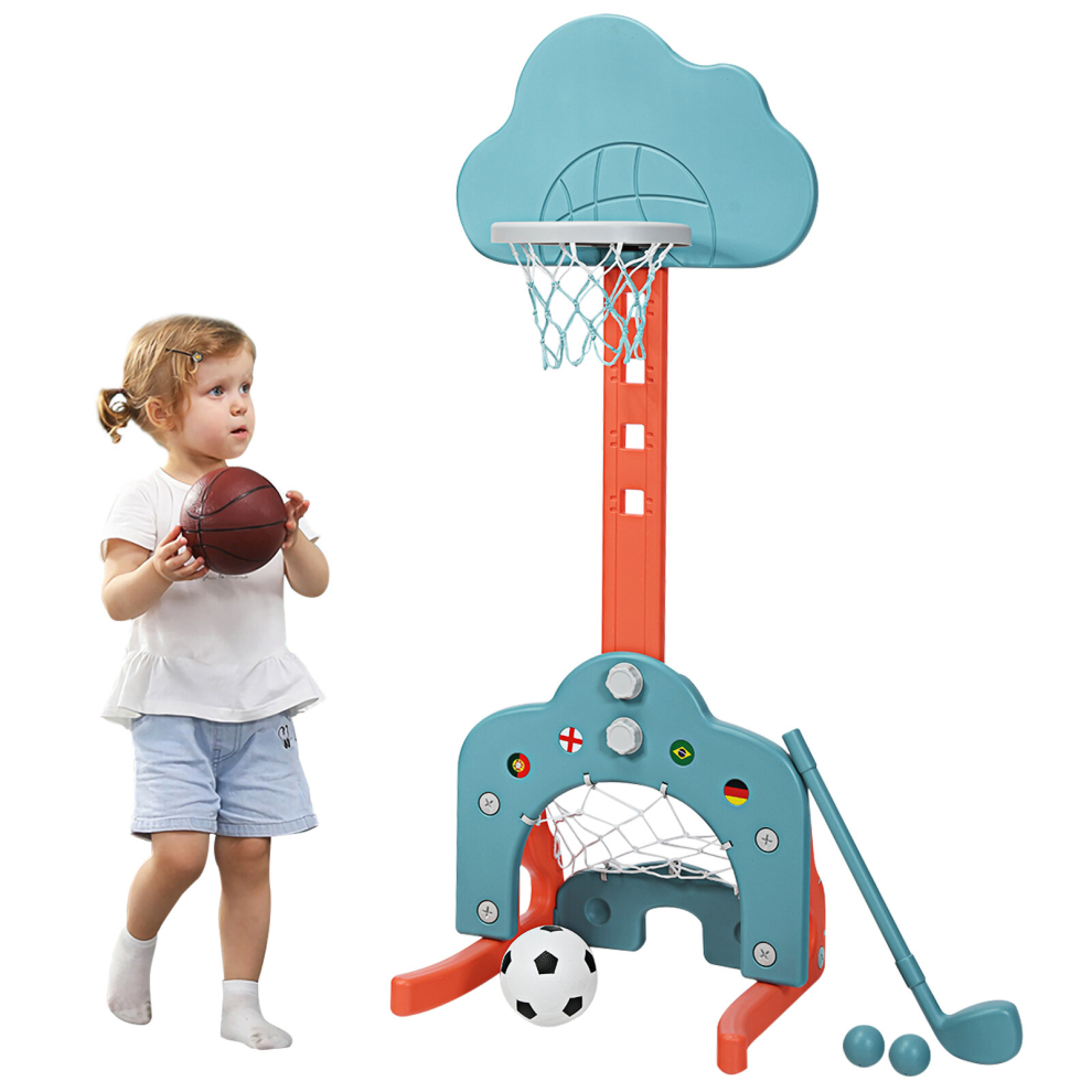 Kids Basketball Hoop Set Sports Activity Center w/ Basketball Soccer Ball