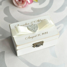 Wedding Ring Box Vintage Wooden Ring Box Engraved Wedding Ring Bearer Box Engagement Ring Pillow Personalized Ring Holder