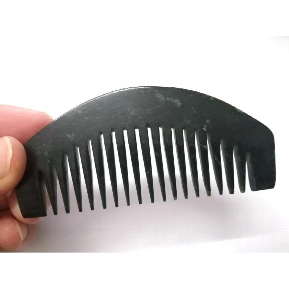 Unisex Green Chinese Jade Carving Massage Blackish Jade Comb