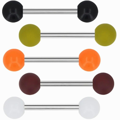 Oufer Body Piercing 4pcs Titanium Tongue Rings Barbell Different Color FC1