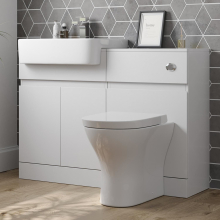 Artis White Gloss Toilet & Semi Recessed Basin Vanity Unit Combination - 600mm