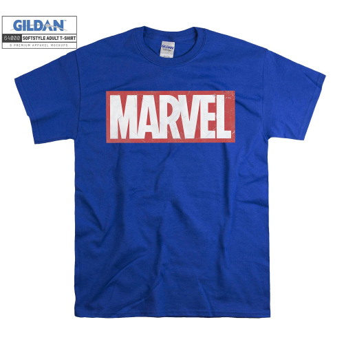(Large, Blue) Vintage Marvel Logo Men Women Unisex Top T Shirt T-Shirt Tshirt