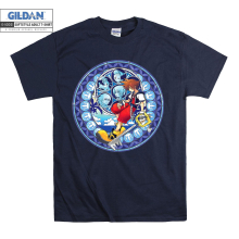 (Large, Navy) Sora Kingdom Hearts Stained Glass Men Women Unisex Top T Shirt T-Shirt Tshirt