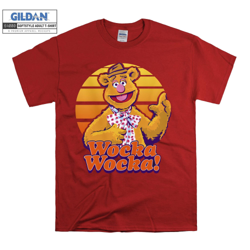 (Large, Red) Wocka Wocka! Fozzy Bear Black Women T Shirt T-Shirt Tshirt Top