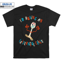 (Large, Black) Toy Story Forky I'm Having an Existential Crisis Men Women Unisex Top T Shirt T-Shirt Tshirt