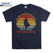 (Large, Navy) The Best Dad In The Galaxy The Dadalorian Parody Men Women Unisex Top T Shirt T-Shirt Tshirt