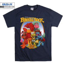 (Medium, Navy) Fraggle Rock Cartoon Characters Poster Black Women T Shirt T-Shirt Tshirt Top