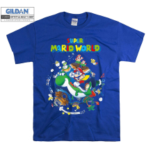 (Medium, Blue) Super Mario World Characters Poster Men Women Unisex Top T Shirt T-Shirt Tshirt