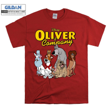 (X-Large, Red) Disney Oliver & Company Characters Poster Men Women Unisex Top T Shirt T-Shirt Tshirt