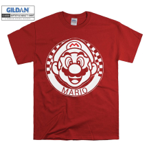 (Large, Red) Mario Logo Black Women T Shirt T-Shirt Tshirt Top