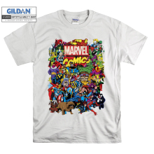 (X-Large, White) Marvel Comics All Characters  Poster Men Women Unisex Top T Shirt T-Shirt Tshirt