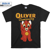 (X-Large, Black) Oliver & Company Oliver Cat Poster Men Women Unisex Top T Shirt T-Shirt Tshirt