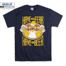 (Large, Navy) Homer Simpson Have No Fear Have A Beer Men Women Unisex Top T Shirt T-Shirt Tshirt