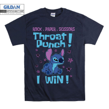 (Large, Navy) Throat Punch I Win Stitch Black Women T Shirt T-Shirt Tshirt Top