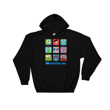 (XX-Large, Black) Monsters, Inc. Characters Poster Black Men Women Unisex Hooded Sweatshirt Hoodie