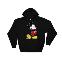 (5X-Large, Black) Mickey Mouse Alone Poster Black Men Women Unisex Hooded Sweatshirt Hoodie